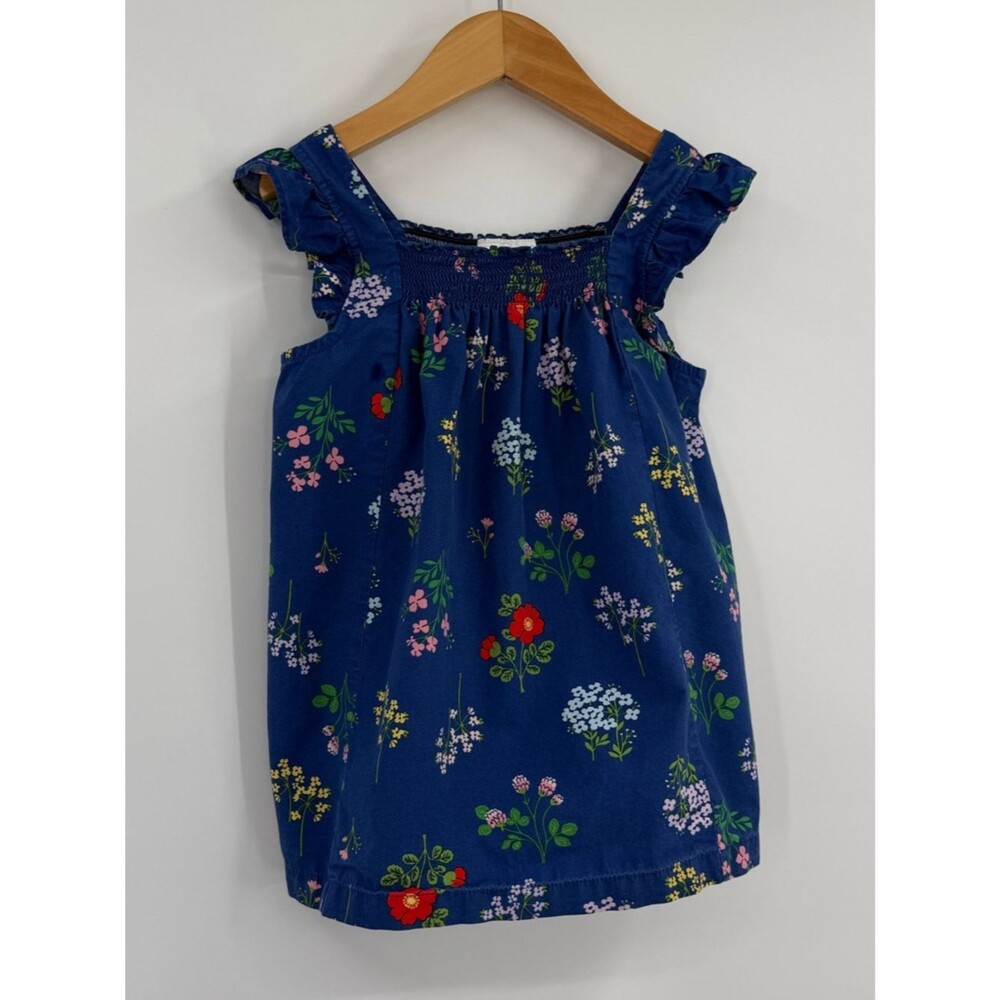 Hanna Andersson Popover and Play Smocked Top | Navy Wildflower Floral | Size 5